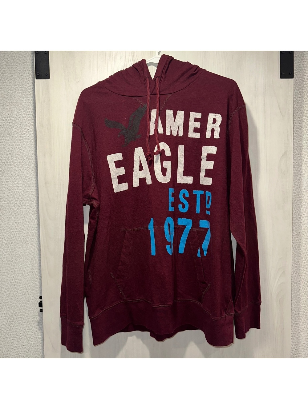 American Eagle Outfitters XL Men’s Maroon Eagle Graphic Pullover Hoodie 1977